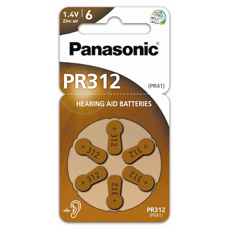 PANASONIC Zinc Air PR312 Size 312 Ultra-Compact Lightweight Hearing Aid Battery PR312